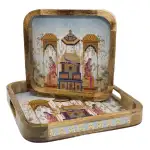 Premium 2-Piece Wooden Serving Tray Set with Handles | Handmade Square Decorative Wooden Tray Set - Image 8