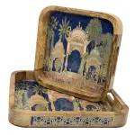 Premium 2-Piece Wooden Serving Tray Set with Handles | Handmade Square Decorative Wooden Tray Set - Image 13