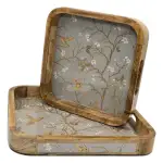 Premium 2-Piece Wooden Serving Tray Set with Handles | Handmade Square Decorative Wooden Tray Set - Image 17