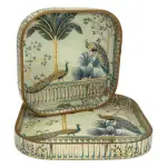 Decorative Wooden Tray Set of 2 with Traditional Design | Handcrafted Square Wooden Tray Set for Tea, Snacks & Home Décor - Image 12