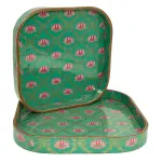 Decorative Wooden Tray Set of 2 with Traditional Design | Handcrafted Square Wooden Tray Set for Tea, Snacks & Home Décor - Image 15