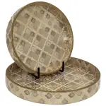 Handmade Decorative Round Serving Platter Set of 2 | Handcrafted Wooden Serving Tray Set with Floral Artwork & Gold Frame - Image 10