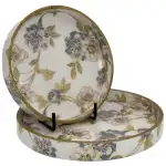 Handmade Decorative Round Serving Platter Set of 2 | Handcrafted Wooden Serving Tray Set with Floral Artwork & Gold Frame - Image 14