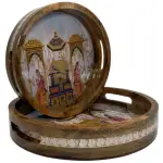 Premium 2 Piece Round Wooden Serving Tray Set with Handles | Handcrafted 15mm Mango Wood Round Serving Tray (10" & 12") - Image 6