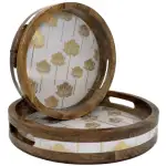 Premium 2 Piece Round Wooden Serving Tray Set with Handles | Handcrafted 15mm Mango Wood Round Serving Tray (10" & 12") - Image 12