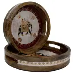 Premium 2 Piece Round Wooden Serving Tray Set with Handles | Handcrafted 15mm Mango Wood Round Serving Tray (10" & 12") - Image 19