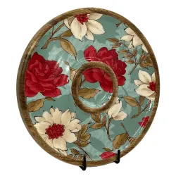 Buy Circular Serving Tray Online | 12 Inch Handmade Circular Wooden Platter for Chips, Dips & Snacks
