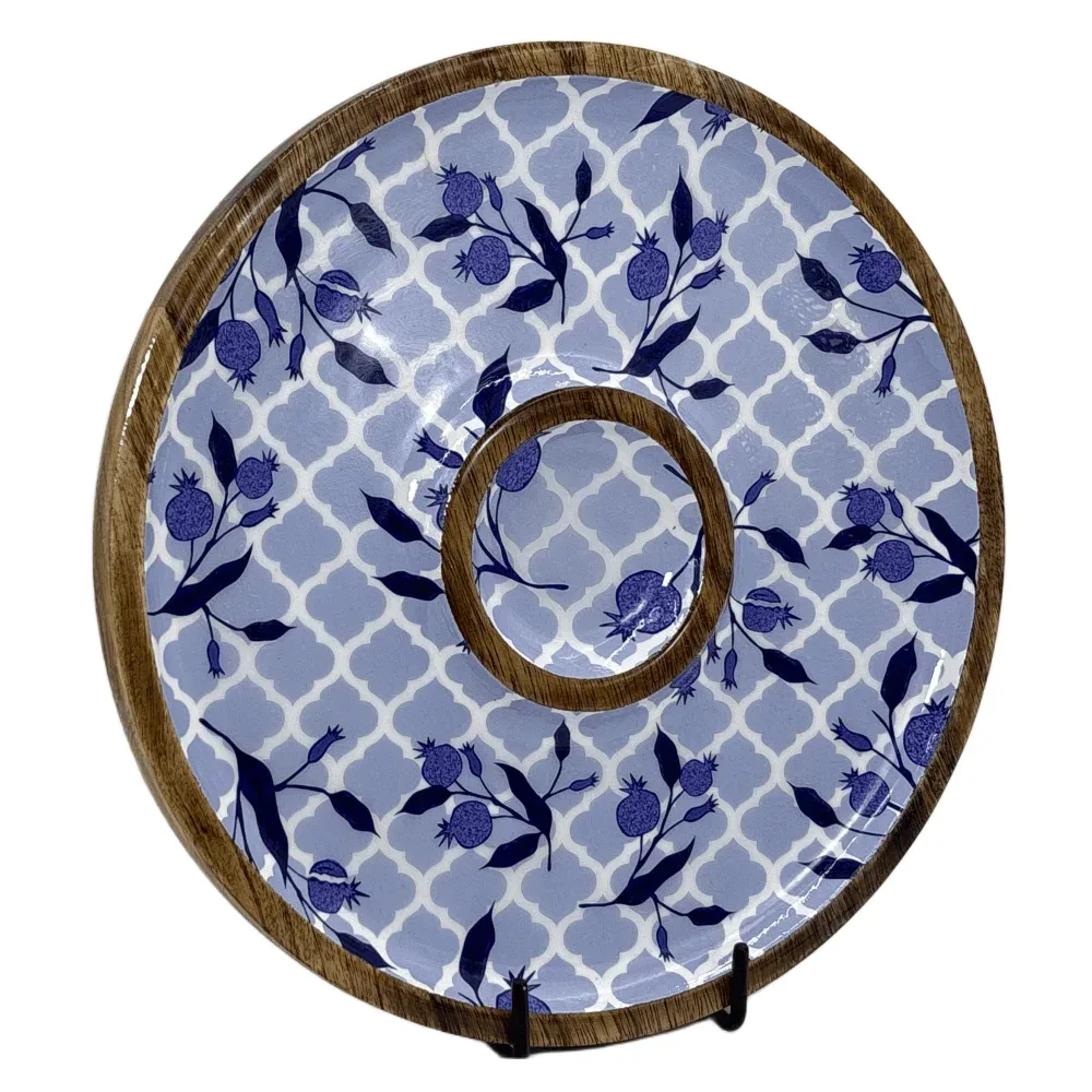 Buy Circular Serving Tray Online | 12 Inch Handmade Circular Wooden Platter for Chips, Dips & Snacks