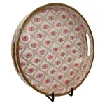 Premium 12 Inch Round Wooden Serving Tray with Handles | Printed Round Wooden Tray for Home & Snacks - Image 2