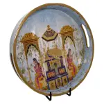 Premium 12 Inch Round Wooden Serving Tray with Handles | Printed Round Wooden Tray for Home & Snacks - Image 5