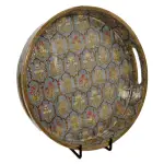 Premium 12 Inch Round Wooden Serving Tray with Handles | Printed Round Wooden Tray for Home & Snacks - Image 6