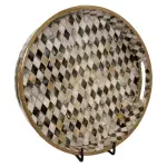 Premium 12 Inch Round Wooden Serving Tray with Handles | Printed Round Wooden Tray for Home & Snacks - Image 7