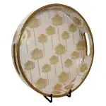 Premium 12 Inch Round Wooden Serving Tray with Handles | Printed Round Wooden Tray for Home & Snacks - Image 8