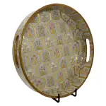 Premium 12 Inch Round Wooden Serving Tray with Handles | Printed Round Wooden Tray for Home & Snacks - Image 12