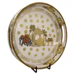Premium 12 Inch Round Wooden Serving Tray with Handles | Printed Round Wooden Tray for Home & Snacks - Image 15