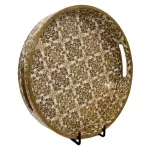 Premium 12 Inch Round Wooden Serving Tray with Handles | Printed Round Wooden Tray for Home & Snacks - Image 18