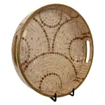 Premium 12 Inch Round Wooden Serving Tray with Handles | Printed Round Wooden Tray for Home & Snacks - Image 22