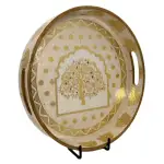 Premium 12 Inch Round Wooden Serving Tray with Handles | Printed Round Wooden Tray for Home & Snacks - Image 24