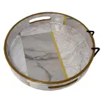 Premium 12 Inch Round Wooden Serving Tray with Handles | Printed Round Wooden Tray for Home & Snacks - Image 28