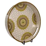 Premium 12 Inch Round Wooden Serving Tray with Handles | Printed Round Wooden Tray for Home & Snacks - Image 29