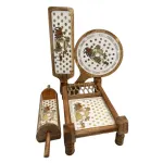 Premium 4-Piece Khatiya Serving Platter Set | Handmade Mango Wood Charpai Tray & Snack Serving Set with Mosaic Inlay - Image 10