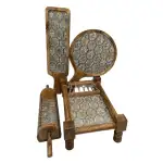 Premium 4-Piece Khatiya Serving Platter Set | Handmade Mango Wood Charpai Tray & Snack Serving Set with Mosaic Inlay - Image 24