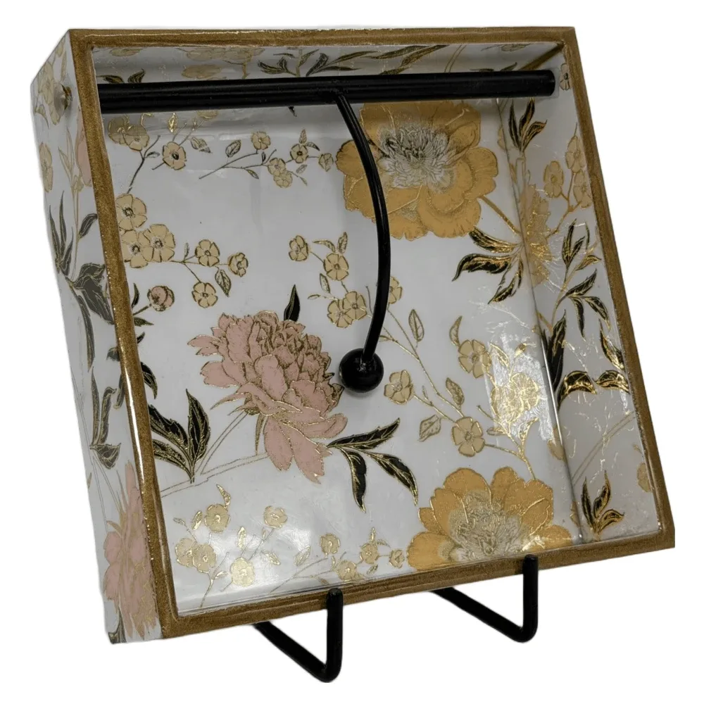 Handmade Mango Wood Napkin Holder | 7.5x7.5" Decorative Wooden Paper Napkin Stand for Kitchen & Table