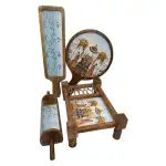 Premium 4-Piece Khatiya Serving Platter Set | Handmade Mango Wood Charpai Tray & Snack Serving Set with Mosaic Inlay - Image 30