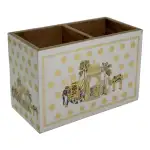 Decorative Wooden Cutlery Holder with 2 Compartments | Indian Motif Kitchen & Dining Table Organizer - Image 23