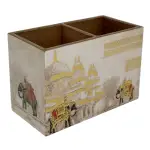 Decorative Wooden Cutlery Holder with 2 Compartments | Indian Motif Kitchen & Dining Table Organizer - Image 27