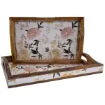 2 Pc Decorative Wooden Serving Tray Set (15mm HH) Rectangular Nesting Trays with Cutout Handles for Coffee Table, Dining, Serving & Home Décor - Image 12
