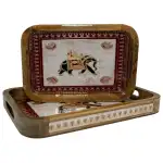 Premium 2 PC Wooden Serving Tray Set with Handles, Handmade Rectangular Serving Tray with Traditional Art - Image 16