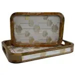 Premium 2 PC Wooden Serving Tray Set with Handles, Handmade Rectangular Serving Tray with Traditional Art - Image 19