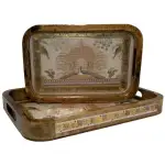 Premium 2 PC Wooden Serving Tray Set with Handles, Handmade Rectangular Serving Tray with Traditional Art - Image 20