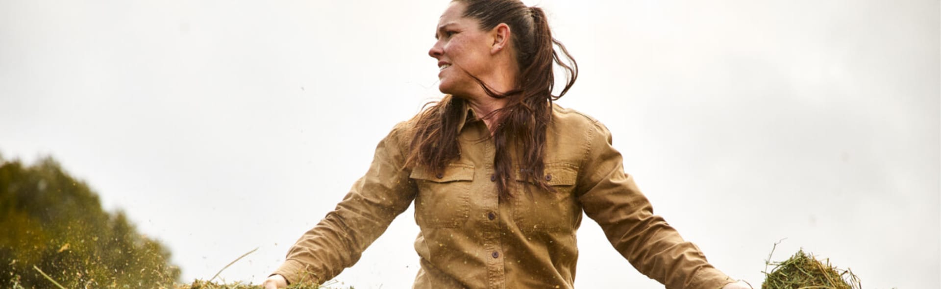 woman with hay