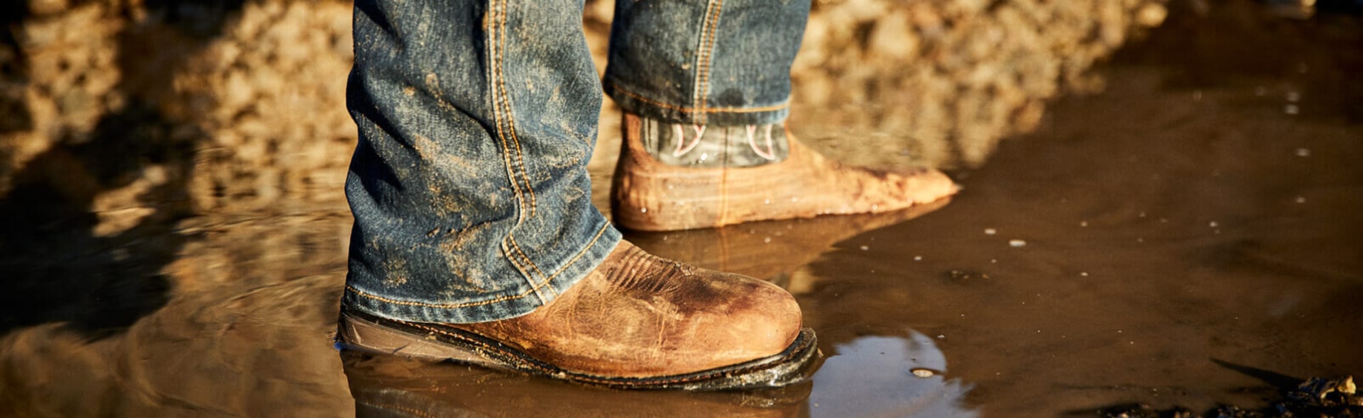 waterproof cowboy work boots in water