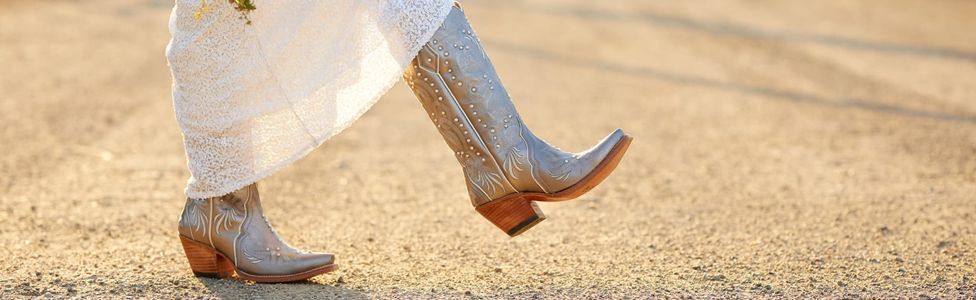 wedding dress with cowboy boots