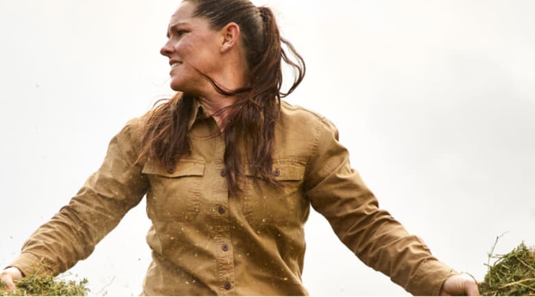 woman with hay