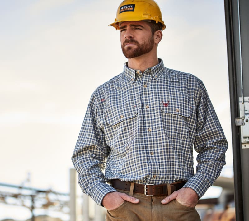 man in tan workshirt