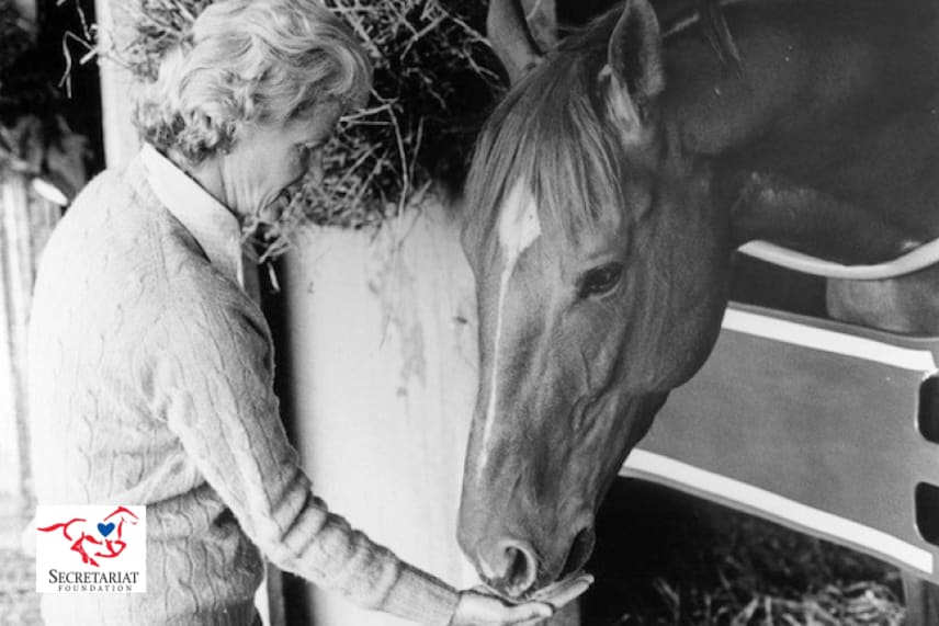 woman feeding secretariat