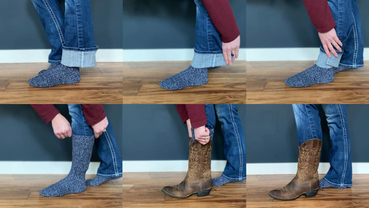 how to tuck jeans into boots