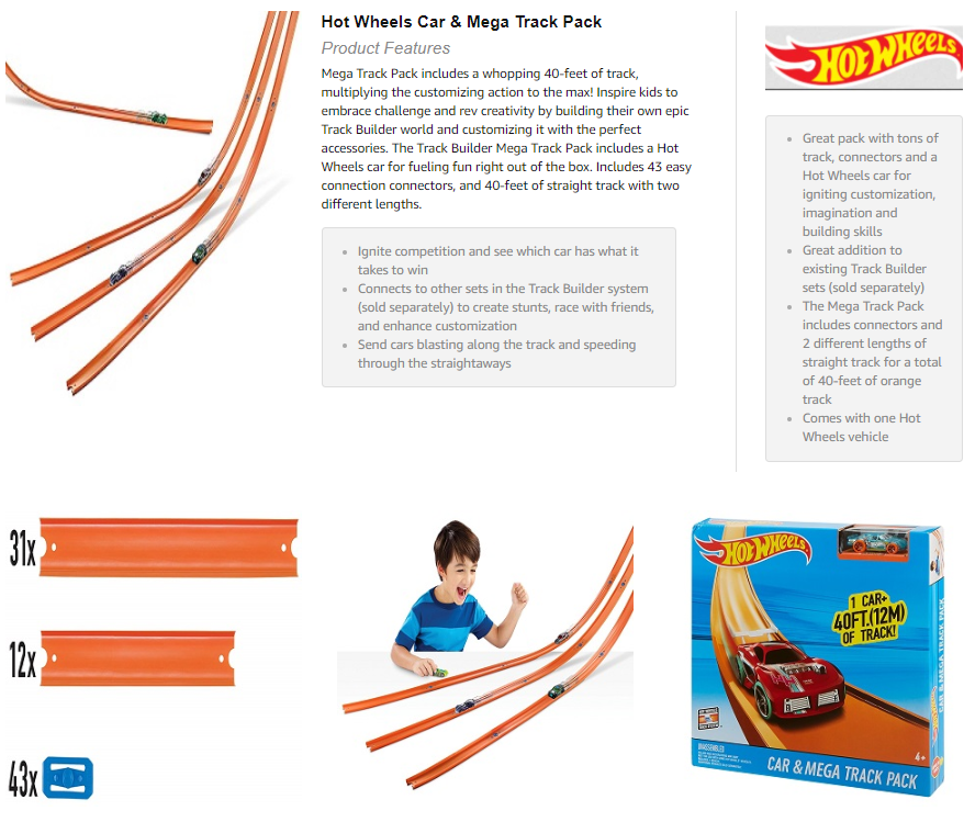 ミニカー HOT WHEELS TRACK BUILDER STRAIGHT TRACK INCLUDES 15 FEET