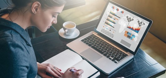 woman working on laptop