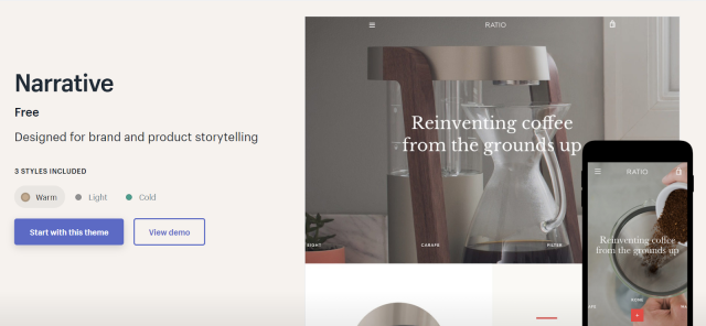 Shopify Narrative theme example image