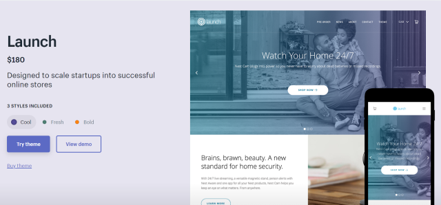 Shopify lauch theme example image