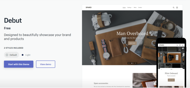 Shopify Debut theme example image