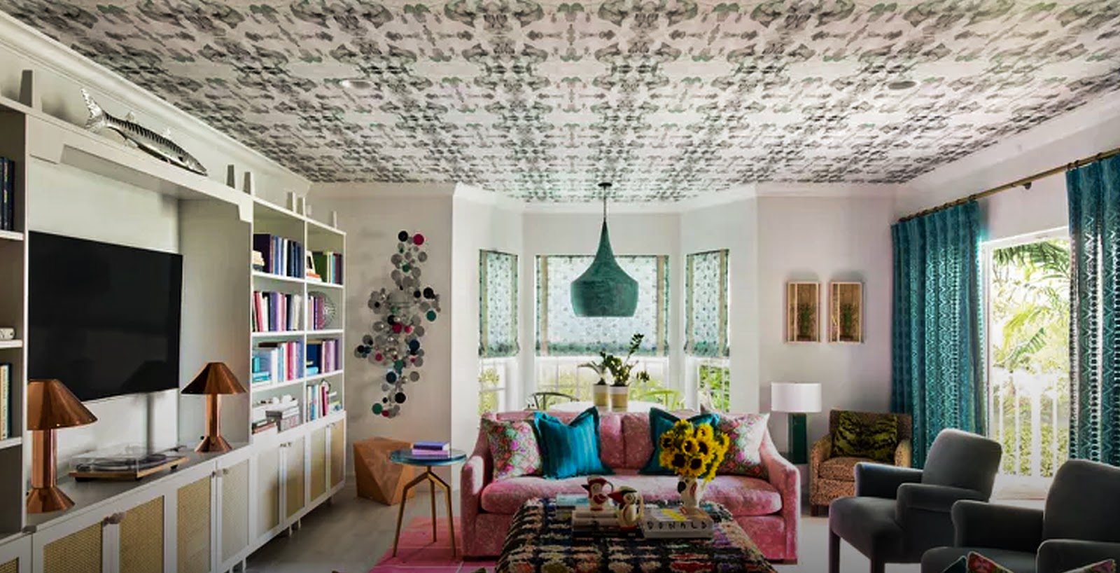 Wallpapered-Ceiling-Design