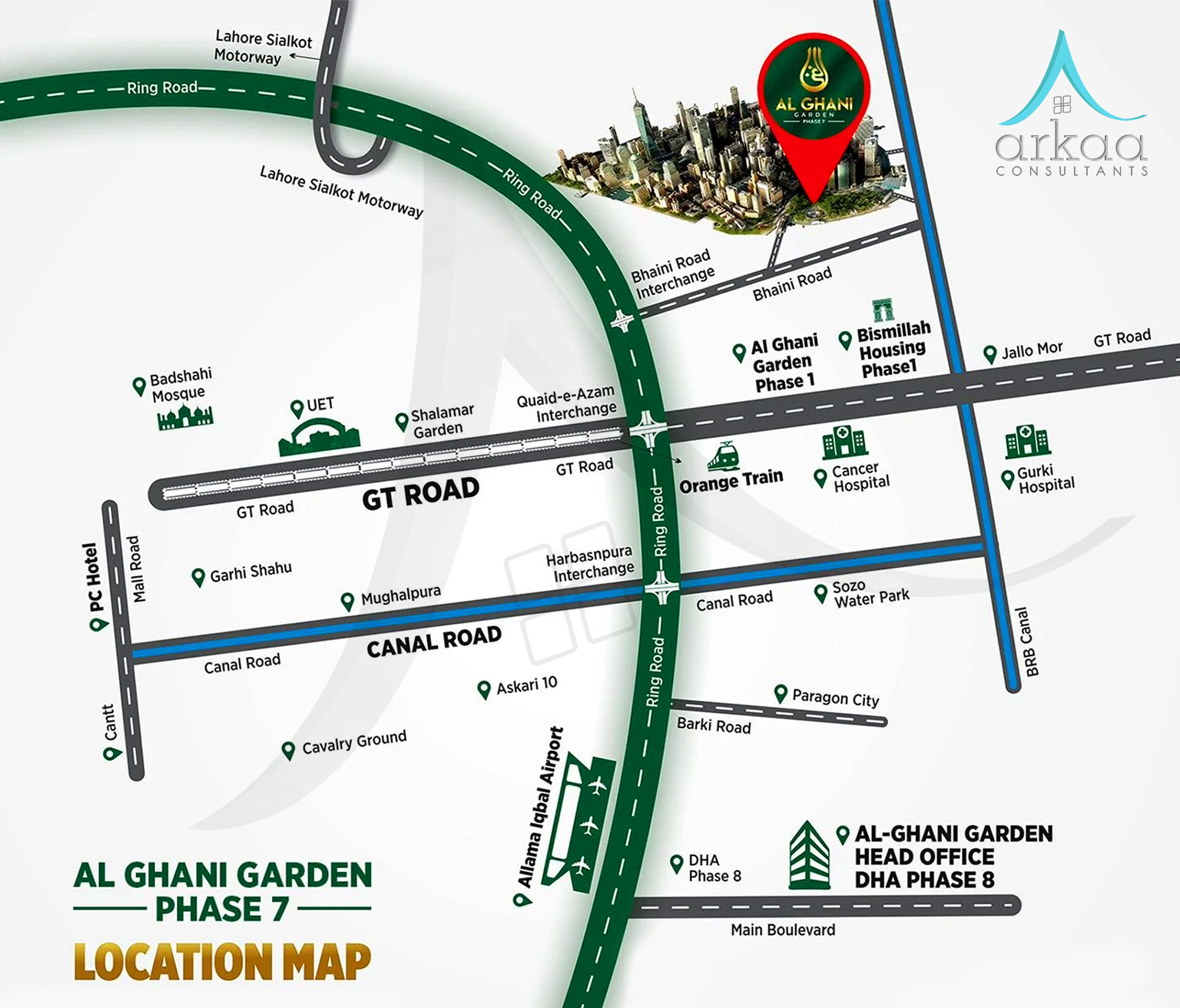 lahore al ghani garden 7 Location Map