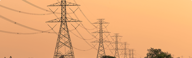 Utility power lines representing critical infrastructure connectivity and monitoring.