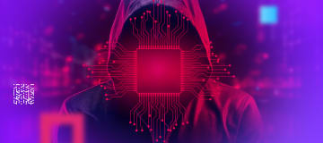 AI technology hacker hooded figure